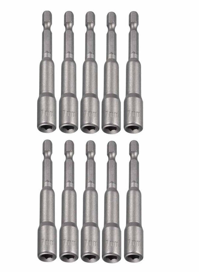 UPTODATETOOLS 10Pcs 7mm Nut Driver Bit 1/4 inch Hex Magnetic Power Socket Adapter Drill Bits 65mm Length for Power Tools - Image 4